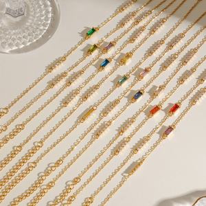 Pulsera de Acero Inoxidable con Cruz de Circonita Roja, Oro de 18k, Piedra de Nacimiento de Diciembre, Regalo Elegante para Cumpleaños de Enero - Product Image 2