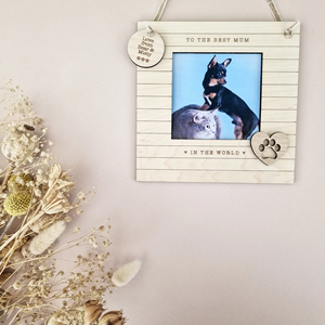 Pet Mother Day <strong>Gift</strong> the Best <strong>Mum</strong> Dad Wooden Photo Frame with Footprints Dog Cat <strong>Memorial</strong> Picture Frame with Rope Table Decor - Product Image 5