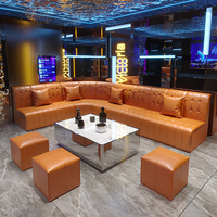 Barra de Bar LED Moderna Personalizada, Mesa de Bar Ecológica Impermeable en Forma de L, Asientos de Cuero para Bar en Exteriores o en Casa
