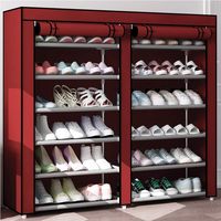 Étagère à chaussures en tissu pliable détachable à 6 niveaux anti-poussière 36 paires de bottes pliantes Show Placard Couverture d'armoire Organisateur de maison Stockage