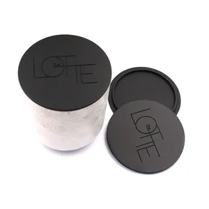 Chất lượng cao tùy chỉnh khắc logo Matte màu đen lọ thủy tinh Cốc nến Jar Nắp