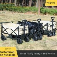 Chariot de courses pliable avec plateau, tout-terrain, en métal, pour usage extérieur, stand de rue et courses d'épicerie