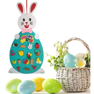 Easter Bunnyตกแต่งFelt DIY Feltกระต่ายชุดที่ถอดออกได้เครื่องประดับอีสเตอร์แขวนผนังเกมสำหรับกำแพงประตูบ้าน