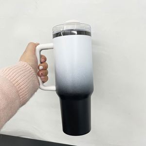 USA Warehouse 40oz Black Plated Double Wall Water Bottle <b>Tumbler</b> Ombre Colorful Gradient White Drinking Glasses Travel Mug <b>Cups</b> - Product Image 4