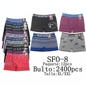Sfo-8 Boxer da uomo 100% cotone a vita media a righe traspiranti in maglia per adulti taglia L - Product Image 1