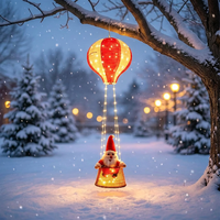 Guirlande lumineuse décorative AVEKI en forme de ballon à air chaud de Noël avec Père Noël, 8 modes clignotants, alimentée par piles, en plastique, pour arbre