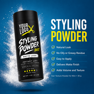 Poudre coiffante pour hommes OEM, ajoute du volume, fini mat naturel, application facile et rapide, sans résidus, facile à transporter. - Product Image 1