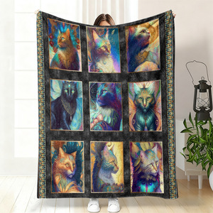 Couverture en flanelle motif chat de dessin animé mignon, plaid léger et respirant pour la sieste, idéal pour les voyages et le camping, impression personnalisée OEM ODM - Product Image 3