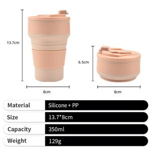 2025 Rubber Foldable Bottle Travel Sustainable Silicone Folding Water Coffee Cup with Holder and Straw - Product Image 2