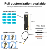 Antenne FPC adhésive 4G à gain élevé 8dBi polarisée verticalement 50 Ohm VSWR 1.5 max pour LoRa LPWAN avec câble connecteur personnalisé
