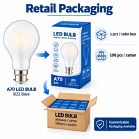 Ampoule LED A70 Haute Luminosité 18W B22 230V 3000LM 2700K Blanc Laiteux CE ErP Remplacement 150W pour Éclairage Hôtelier et Commercial