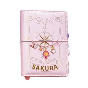 Büyülü kız Sakura el kitabı seti 6 yüzükler gevşek yaprak defter pembe çocuk hediye defter A6