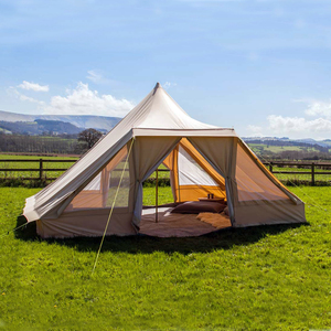 Moderno un poste de doble puerta gran familia de algodón lona <span class=keywords><strong>Touareg</strong></span> campana tienda de campaña 8 hombre impermeable tiendas al aire libre - Product Image 3