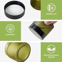 Bocaux en verre givré vert Contenants cosmétiques vides 2 oz Bocal en verre rond hermétique avec couvercles noirs pour lotions poudres onguents