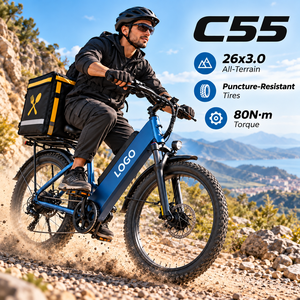 Bicicleta Eléctrica Todoterreno C55 750W de Fábrica, Bicicleta Híbrida Eléctrica 26x3 OEM para Mensajería - Product Image 1