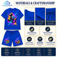 Ensemble deux pièces personnalisé pour homme : T-shirt tricoté à col montant en mélange de coton respirant avec imprimé joystick d'arcade et short à cordon de serrage pour l'été