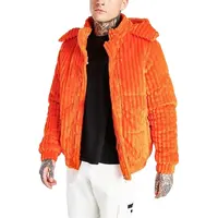 Hooded Corduroy Puffer Jacket for Men, Custom Label, Oem