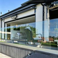 Balustrade en verre sans cadre en alliage d'aluminium noir et argenté moderne, avec profilé en U, pour verre trempé de 6 à 12 mm, pour escalier de villa et balcon