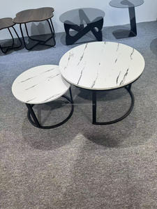 Hot Selling Multi Color MDF Modern Coffee <strong>Table</strong> Set Marble Pattern <strong>Nesting</strong> <strong>Table</strong> Large Dia.70cm <strong>Small</strong> Dia.50cm for Living Room - Product Image 3