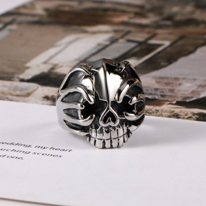 Skull <b>Ring</b> <b>Titanium</b> Steel Men's Punk Jewelry Gift SA443 - Product Image 3