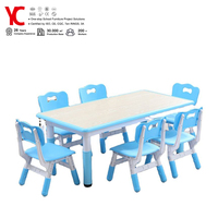 Ensemble de bureau et chaise d'étude pour enfants en plastique réglable en hauteur avec design écologique pour l'école et la maternelle
