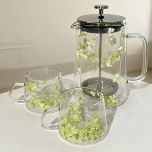 Ensemble de cafetière à piston en verre borosilicate à double paroi, résistant à <span class=keywords><strong>la</strong></span> chaleur, capacité de 1000 ml - Product Image 5