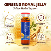 Vente en gros de gelée royale de ginseng liquide oral certifiée GMP, complément énergétique immunitaire, flacons de 10 ml prêts à boire