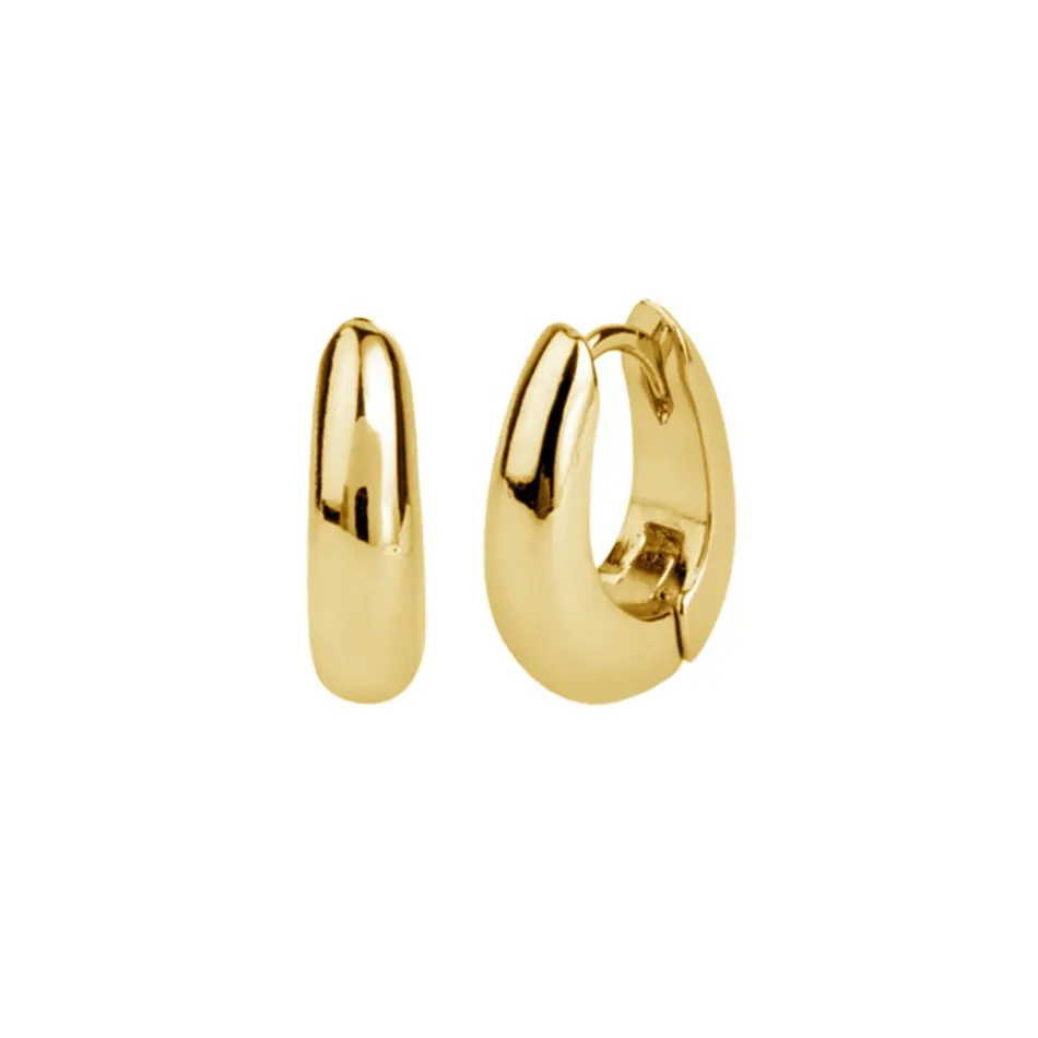high poblish sterling silver 925 jewellery gold vemeil 14k chunky huggie hoop earrings for women