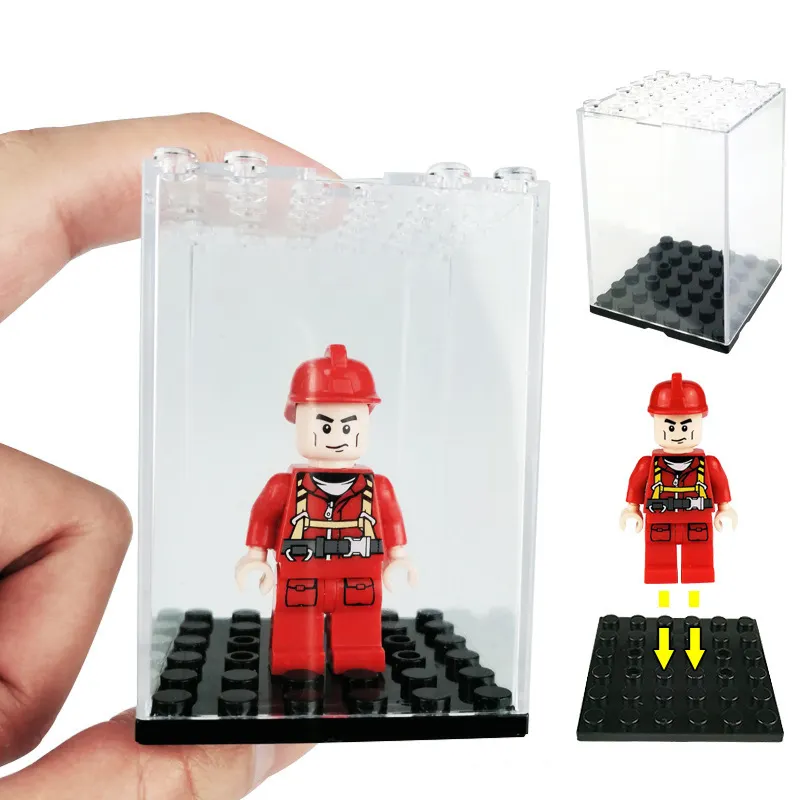 LegoINGlys Mini figure Display Box Figure Show Box Building Blocks Transparent Acrylic Cube Kids Toys For Gift