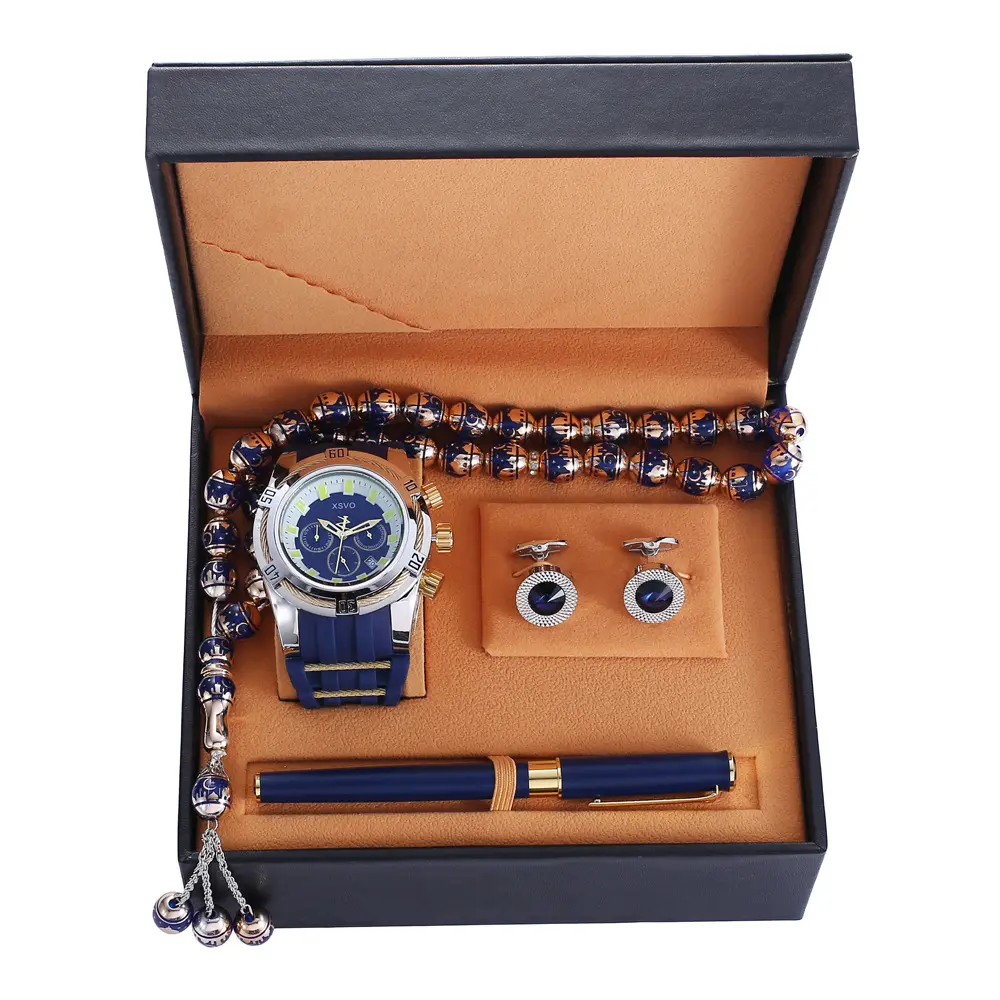 Rosario set regalo rosario + orologio impermeabile + gemelli + penna + confezione regalo di fascia alta 5 pz/set