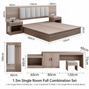 Juego de Muebles de Dormitorio para Hotel, Hostal, B&B, Apartamento Moderno, Cama Completa de Madera Contrachapada Orientada a las Personas - Product Image 1