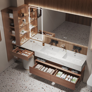 Mueble de Baño Elegante y Minimalista, Mueble Independiente con Gabinete de Madera Sólida, Espejo Inteligente con Almacenamiento - Product Image 2