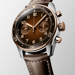 Mens <b>Automatic</b> <b>Chronograph</b> Pilot Watch Black Leather Strap Luminous Dial Sapphire Crystal Sport Wristwatch Longinesing - Product Image 4