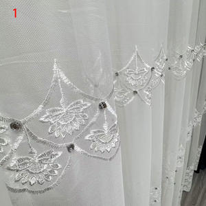 Tissu de luxe en gros blanc américain beau design brodé de fleurs en dentelle voilage pour le salon - Product Image 4