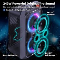 Enceinte Bluetooth portable Foxdawn en gros : 240W, son puissant, basses profondes, boombox sans fil, grand caisson de basses, 15 heures pour l'extérieur