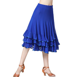 <span class=keywords><strong>Falda</strong></span> de baile <span class=keywords><strong>flamenco</strong></span> Latino para mujer, <span class=keywords><strong>falda</strong></span> de baile de salón elegante para mujer, <span class=keywords><strong>falda</strong></span> de actuación de práctica con dobladillo con volantes y columpio grande - Product Image 5