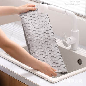 Tapis de cuisine en silicone avec motif ondulé, résistant à la chaleur, antidérapant, protection de comptoir pour cuisinière, rangement de vaisselle - Product Image 3