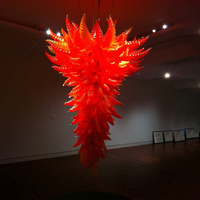 Lustres Longree Chihuly en verre rouge soufflé à la main style Murano, décoration artistique, luminaires suspendus en verre soufflé à la main