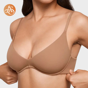 Reggiseno balconette push-up da <span class=keywords><strong>donna</strong></span> senza fodera con ferretto, spalline regolabili, tinta unita, senza cuciture, traspirante in nylon per tutti i giorni - Product Image 1