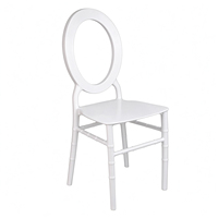 Chaise de mariage ronde en plastique PP blanc, empilable, modèle Phoenix, avec coussin en PU, idéale pour banquets, hôtels, événements et fêtes - Offre Spéciale
