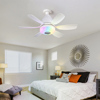 Ventilateur de Plafond LED Moderne avec Lumière, Tête Mobile, Intensité Variable Intelligente, Ampoule Rotative à 360° E27 et Télécommande pour Décoration Intérieure