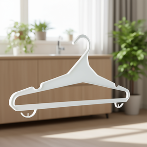 Cintre à vêtements en plastique blanc avec crochet, robuste, pour hôtel, magasin, usage domestique - Product Image 3