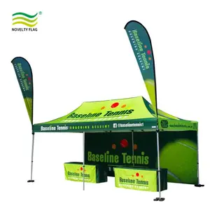 Showcase Kit Package Event Pop up show canopy tent for events with sides 6ft Tablecloth two Feather Flags