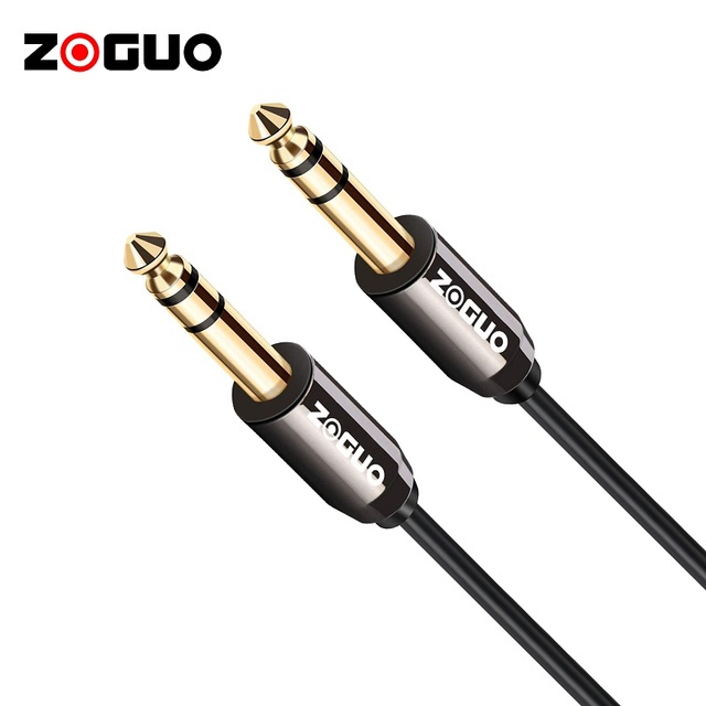 ZOGUO Professional Audio Auxiliary Cable 6.35mm Plug Adapter Mobile Car MP3 PVC Flexible Braid Green UL Certified Stocked Home