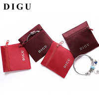 Nouvelle pochette de rangement pour bijoux en brocart rouge rectangulaire Digu avec fermeture à glissière, petite taille portable, origine Chine, personnalisable
