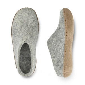 Pantoufles en <span class=keywords><strong>feutre</strong></span> de laine gris pour femmes avec logo personnalisé, semelle en daim synthétique pour un port intérieur silencieux - Product Image 3