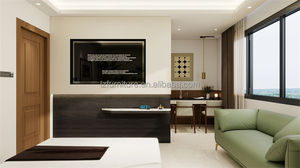 ชุดเฟอร์นิเจอร์ห้องนอนโรงแรมทันสมัย เตียงไม้พร้อมหัวเตียงหุ้มเบาะนุ่มและโต๊ะข้างเตียง สำหรับโรงแรมระดับ 3 ดาวและอพาร์ตเมนต์ - Product Image 5