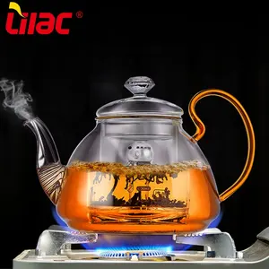 Lilac BSCI SGS LFGB 1500ml 1300ml 1100ml export to middle east heat-resistant microwave safe high borosilicate glass tea pot