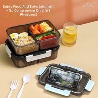 Boîte à bento en PP de qualité alimentaire, anti-fuite, 3 compartiments, compatible micro-ondes, portable, pour préparation de repas au bureau ou pour étudiants