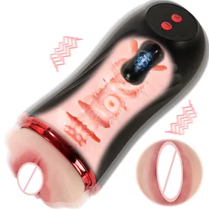 Realistische strukturierte Taschenpussy männlich Multi-Frequenz-Vibrations-Masturbationsbecher Sex-Spielzeug für Männer Sexspielzeug